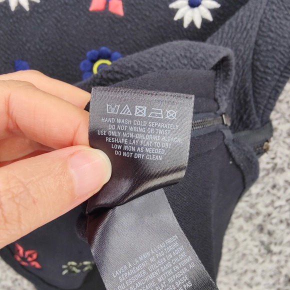 Anthropologie Deletta Womens Embroidered Flower Flutter Sleeve Zipper Top Medium - Picture 6 of 16